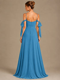 A-Line Ruffles Chiffon Bridesmaid Dress with Slit