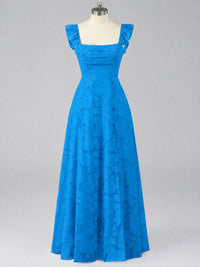 Jacquard Square Neck A-Line Maxi Dress