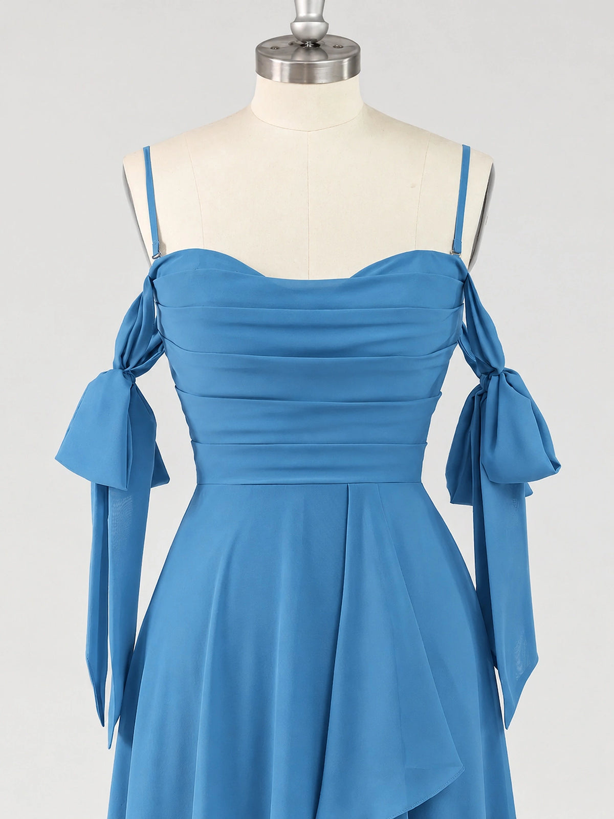 A-Line Ruffles Chiffon Bridesmaid Dress with Slit
