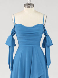 A-Line Ruffles Chiffon Bridesmaid Dress with Slit