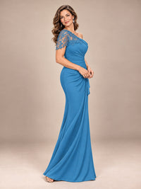 One Shoulder Chiffon Mother of The Bride Dress