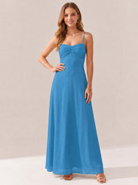 JOVELLEE Yellow Sweetheart Ruched Bust Chiffon Maxi Dress