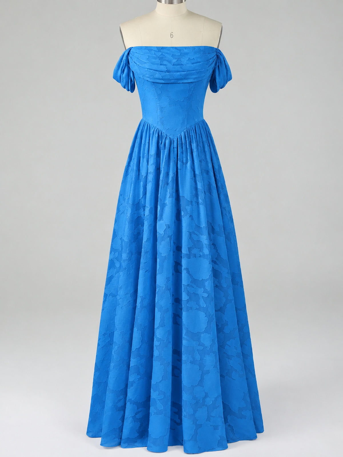 Off Shoulder Jacquard A-Line Maxi Dress