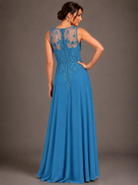 A-line 2 Pieces Chiffon Appliques Mother of The Bride Dresses with Jackets