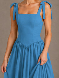 Square Neck A-Line Maxi Dress