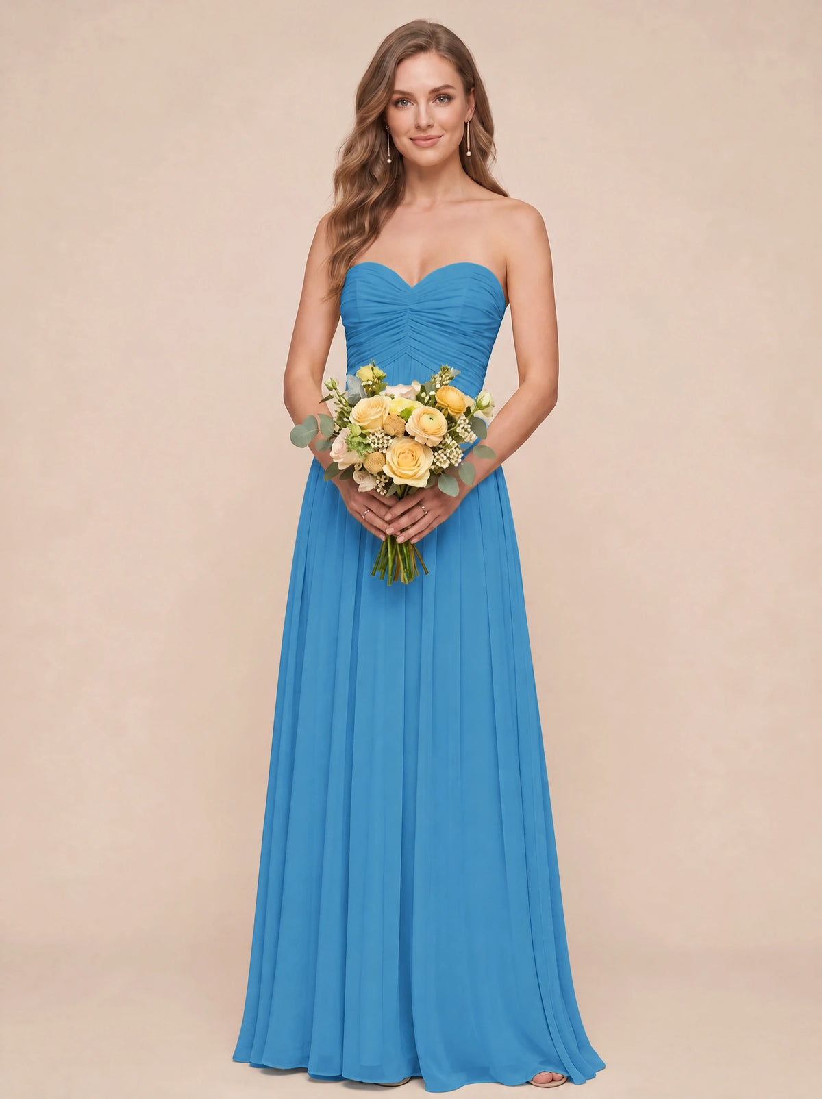 Strapless Pleated Chiffon A-Line Bridesmaid Dress