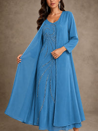 Sequin Chiffon Mother of the Bride Dress with Jacket