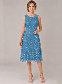 Tea Length Sequin Lace Mother of The Bride Dress with Chiffon Jacket
