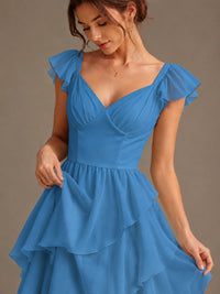 Ruffle Tiered V Neck Maxi Dress