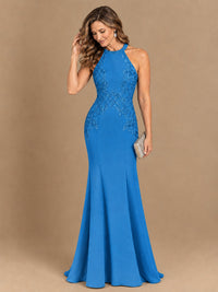 Halter Neckline Lace Appliques Mother of The Bride Dresses