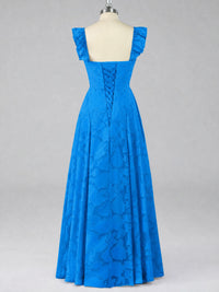 Jacquard Square Neck A-Line Maxi Dress