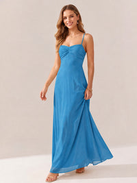 JOVELLEE Yellow Sweetheart Ruched Bust Chiffon Maxi Dress