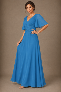 A-Line Chiffon Mother of the Bride Dress with Applique