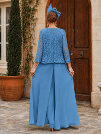 Elegant 3-Piece Chiffon Mother of the Bride Pantsuit with Floral Applique Jacket