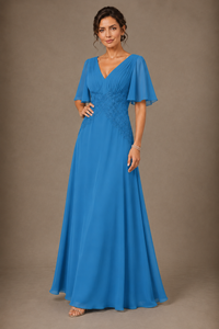 A-Line Chiffon Mother of the Bride Dress with Applique