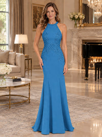 Halter Neckline Lace Appliques Mother of The Bride Dresses