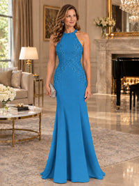 Halter Neckline Lace Appliques Mother of The Bride Dresses