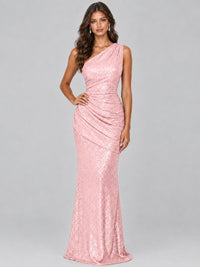 Sequin Mermaid One Shoulder Prom Dress Long formal Gown