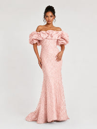 Sequin Off-Shoulder Ruffle Mermaid Prom Dress