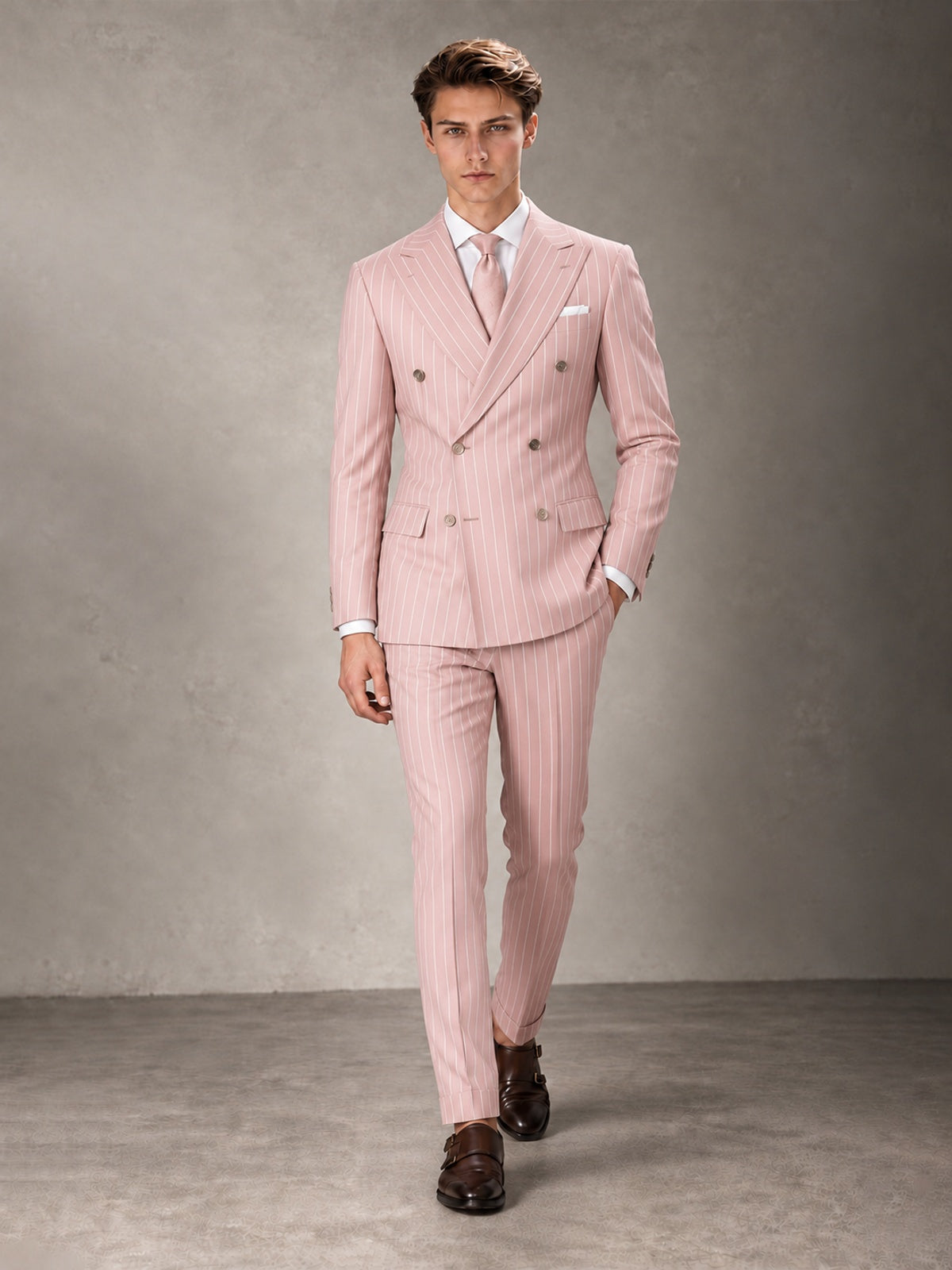 Double Breasted Pinstripe Men's Suit 2 Piece (Jacket & Pants) for Wedding & Formal Prom