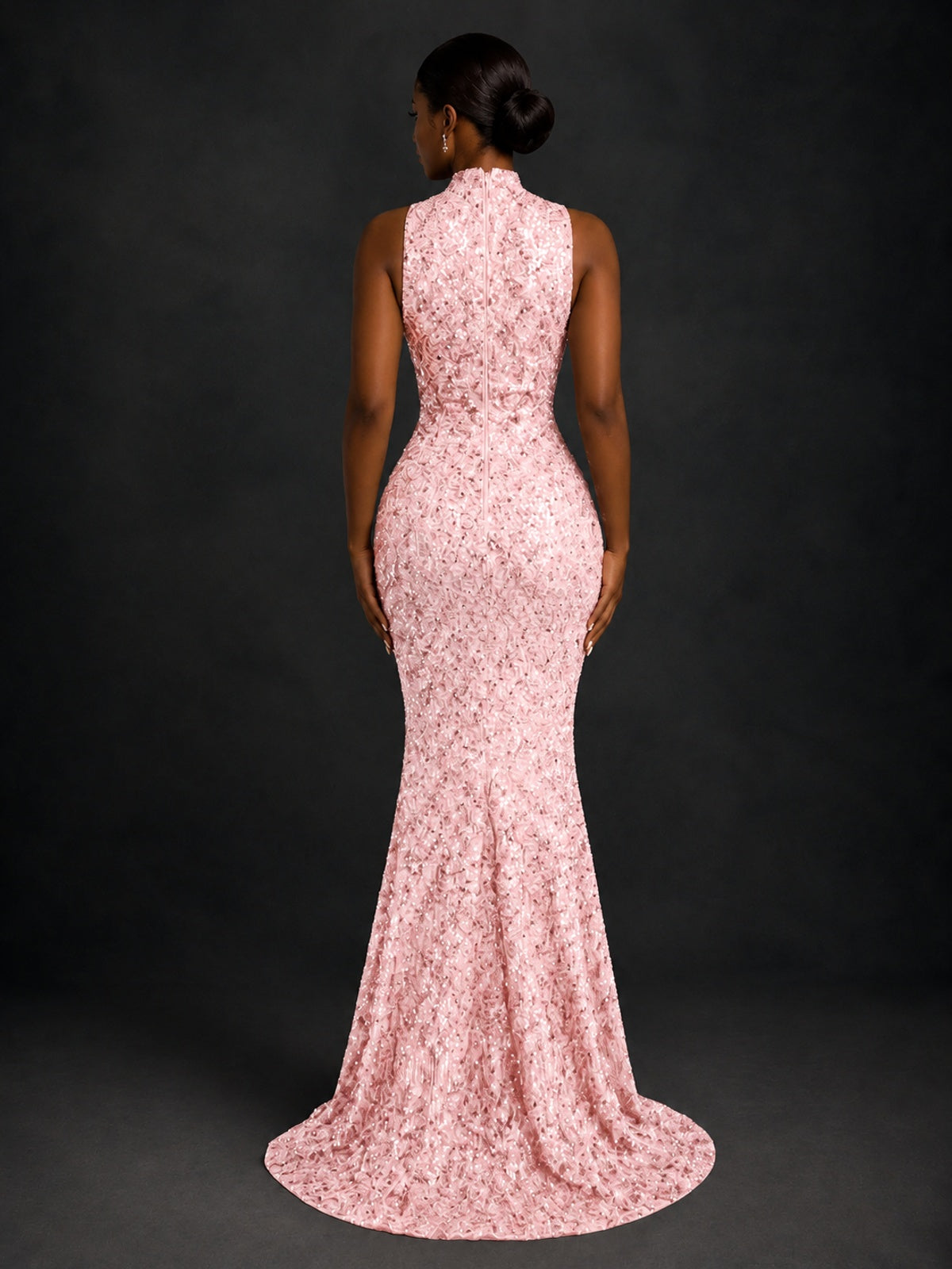 Sparkly Sequin High Neck Mermaid Prom Dress