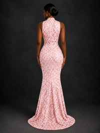 Sparkly Sequin High Neck Mermaid Prom Dress