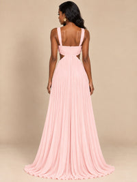 Butter Yellow Pleated Cutout Maxi Dress