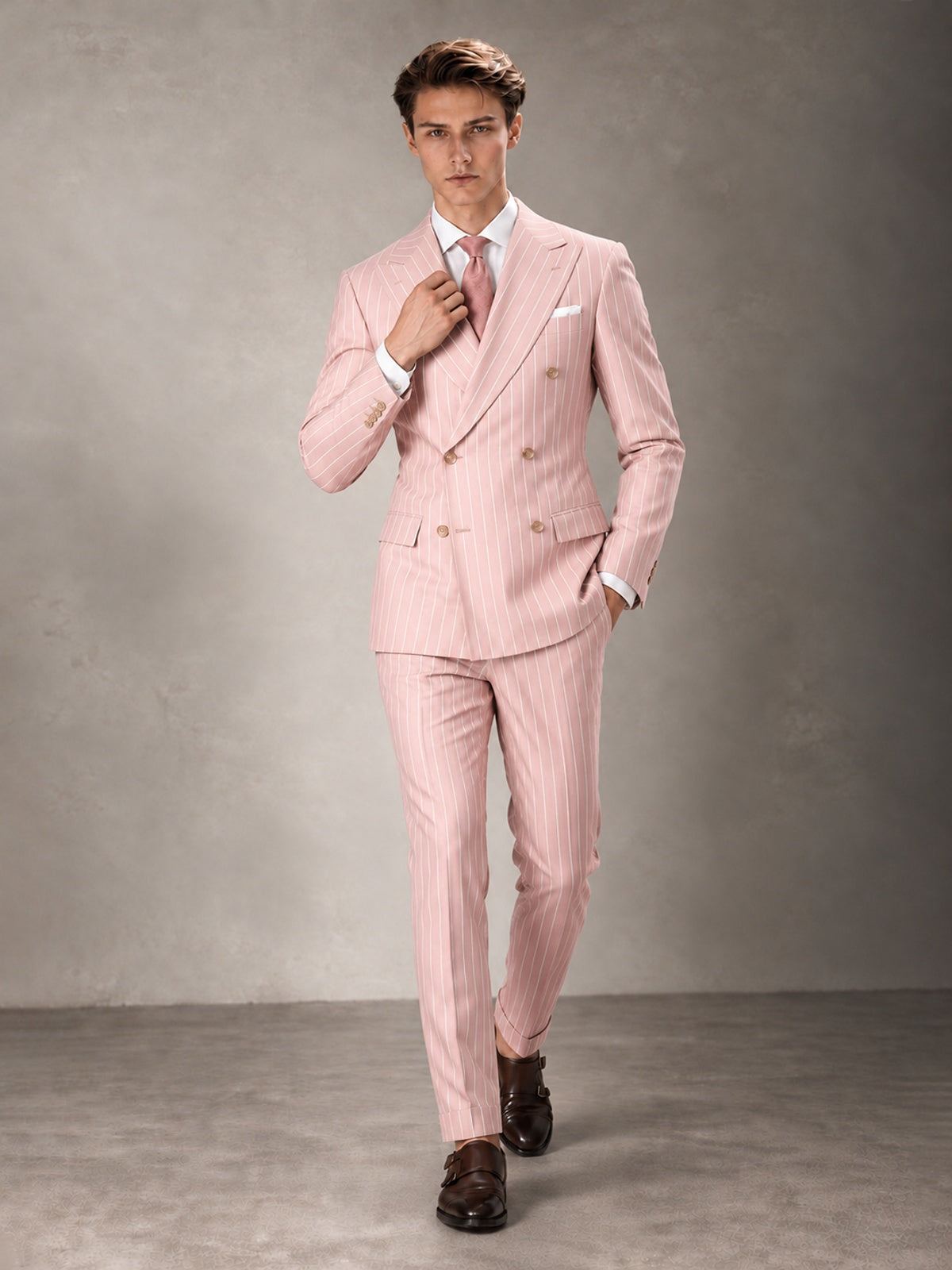 Double Breasted Pinstripe Men's Suit 2 Piece (Jacket & Pants) for Wedding & Formal Prom