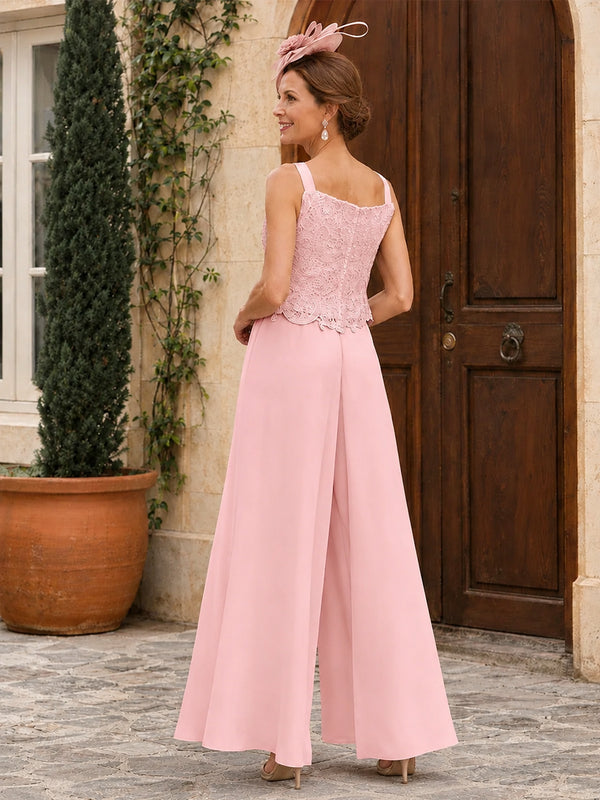 Elegant 3-Piece Chiffon Mother of the Bride Pantsuit with Floral Applique Jacket