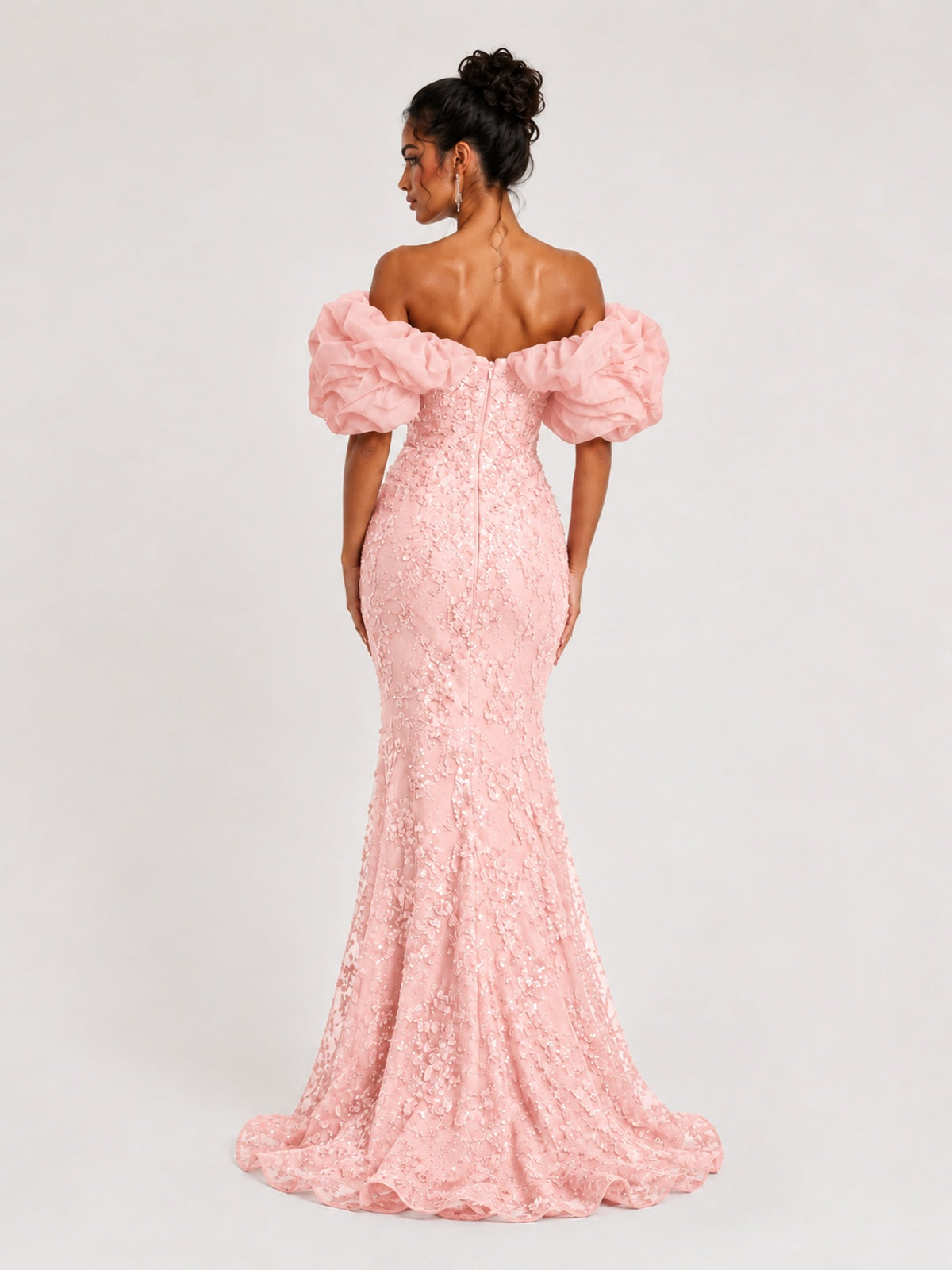 Sequin Off-Shoulder Ruffle Mermaid Prom Dress