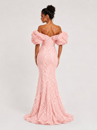 Sequin Off-Shoulder Ruffle Mermaid Prom Dress