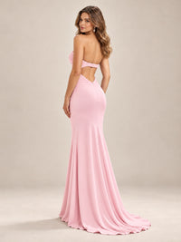 Light Blue Strapless Sweetheart Mermaid Prom Dress with Pleated Bodice