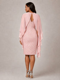 Floral Sheath Mother of the Bride Dress with Cape Overlay