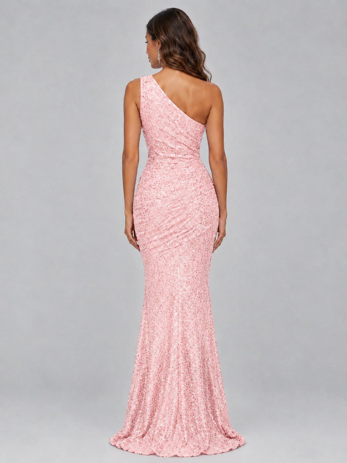 Sequin Mermaid One Shoulder Prom Dress Long formal Gown