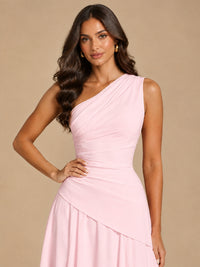 One Shoulder Prom Dress A-line Ruched Women Wedding Formal Gowns