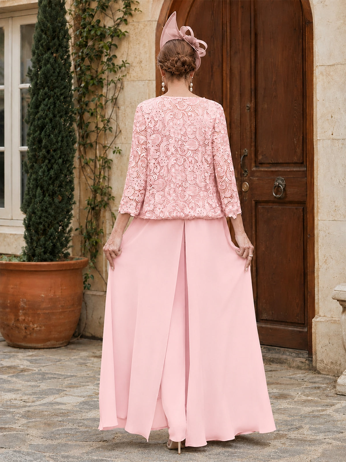 Elegant 3-Piece Chiffon Mother of the Bride Pantsuit with Floral Applique Jacket