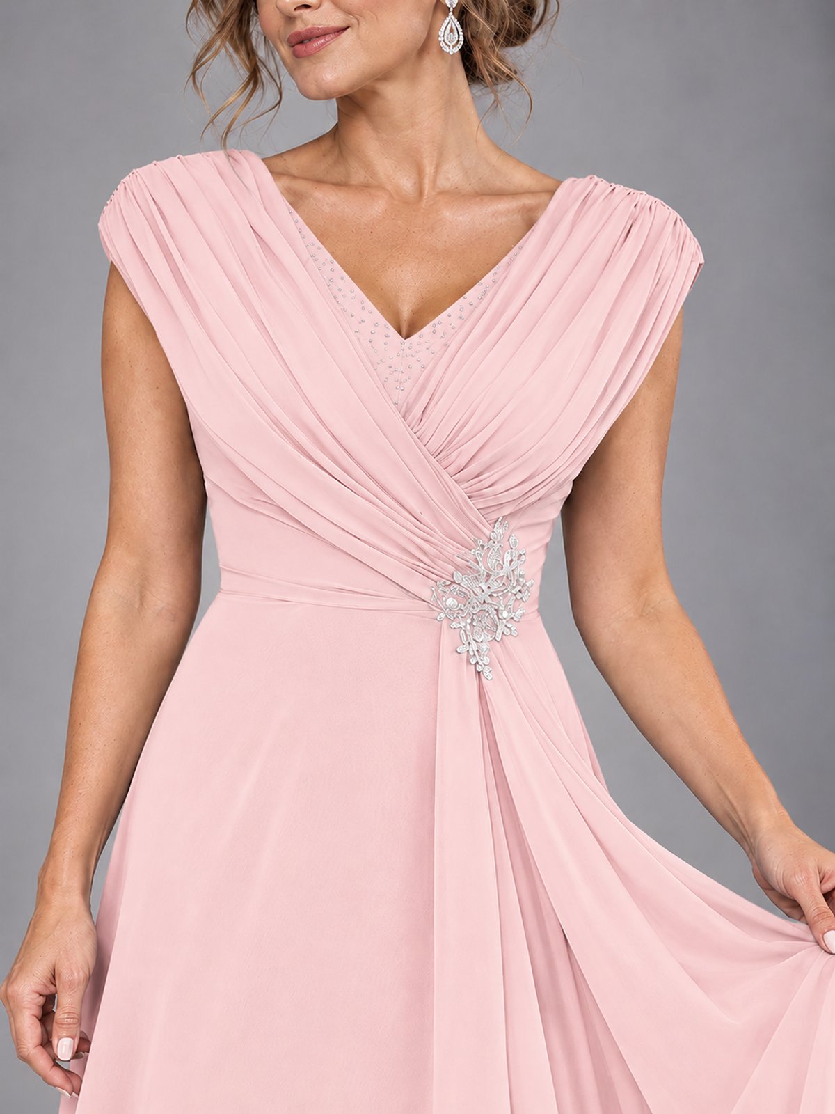 Cap Sleeve Chiffon A-Line Mother of the Bride Dress