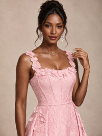 Light Blue 3D Floral Jacquard Prom Dress with Detachable Overskirt Corset Gown