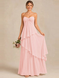 Strapless Chiffon Bridesmaid Dress with Tiered Ruffles