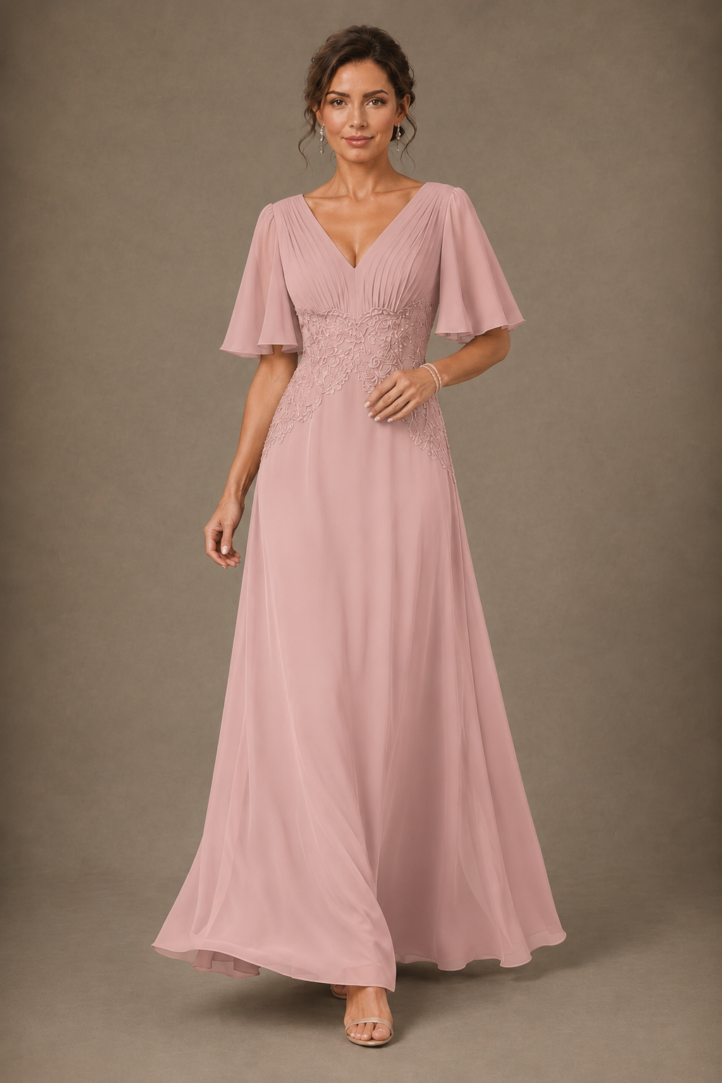 A-Line Chiffon Mother of the Bride Dress with Applique