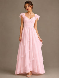 Ruffle Tiered V Neck Maxi Dress