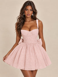 Sweetheart Glitter Tulle Puffy Mini Dress with Bow