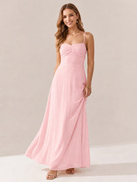 JOVELLEE Yellow Sweetheart Ruched Bust Chiffon Maxi Dress