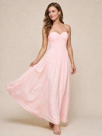 Strapless Pleated Chiffon A-Line Bridesmaid Dress