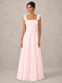Jacquard Square Neck A-Line Maxi Dress