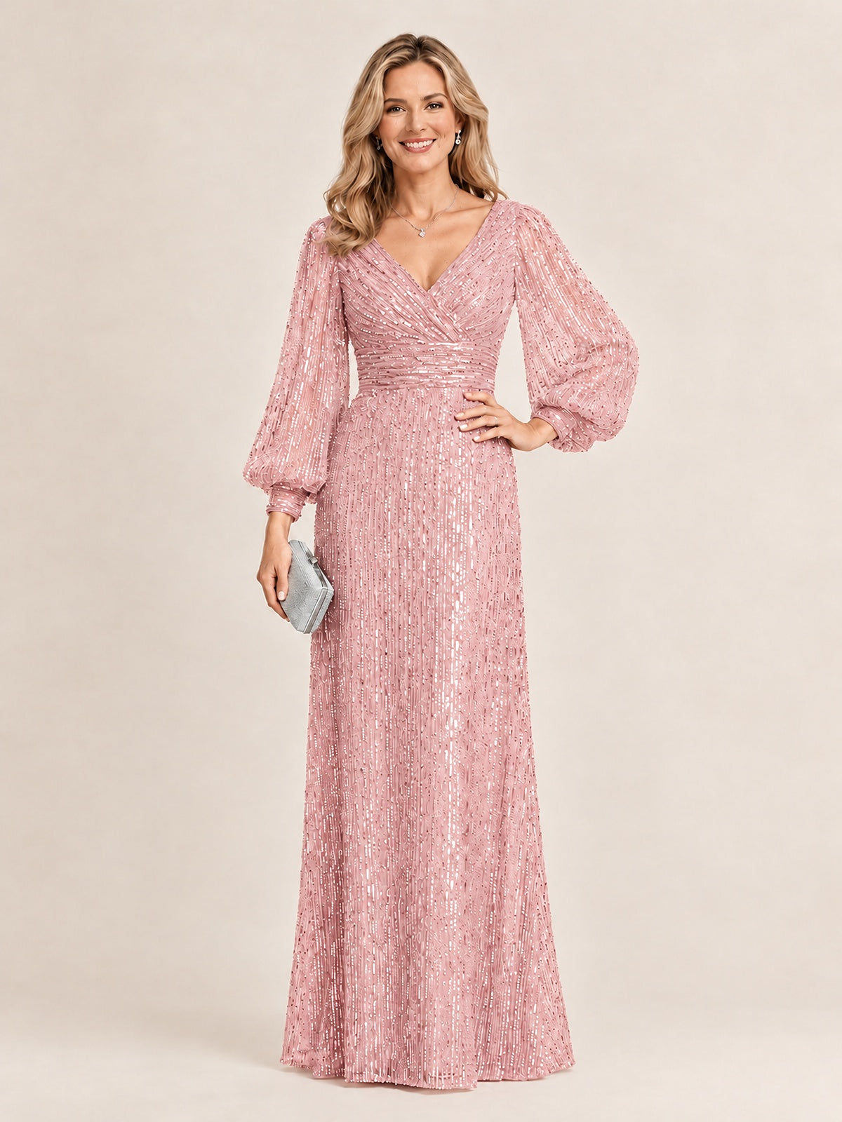 Sparkle Sequin Mother of The Bride Dresses with Long Sleeves