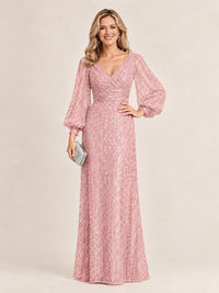 Sparkle Sequin Mother of The Bride Dresses with Long Sleeves
