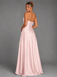 Sweetheart Neck Strapless Satin A-Line Prom Dress