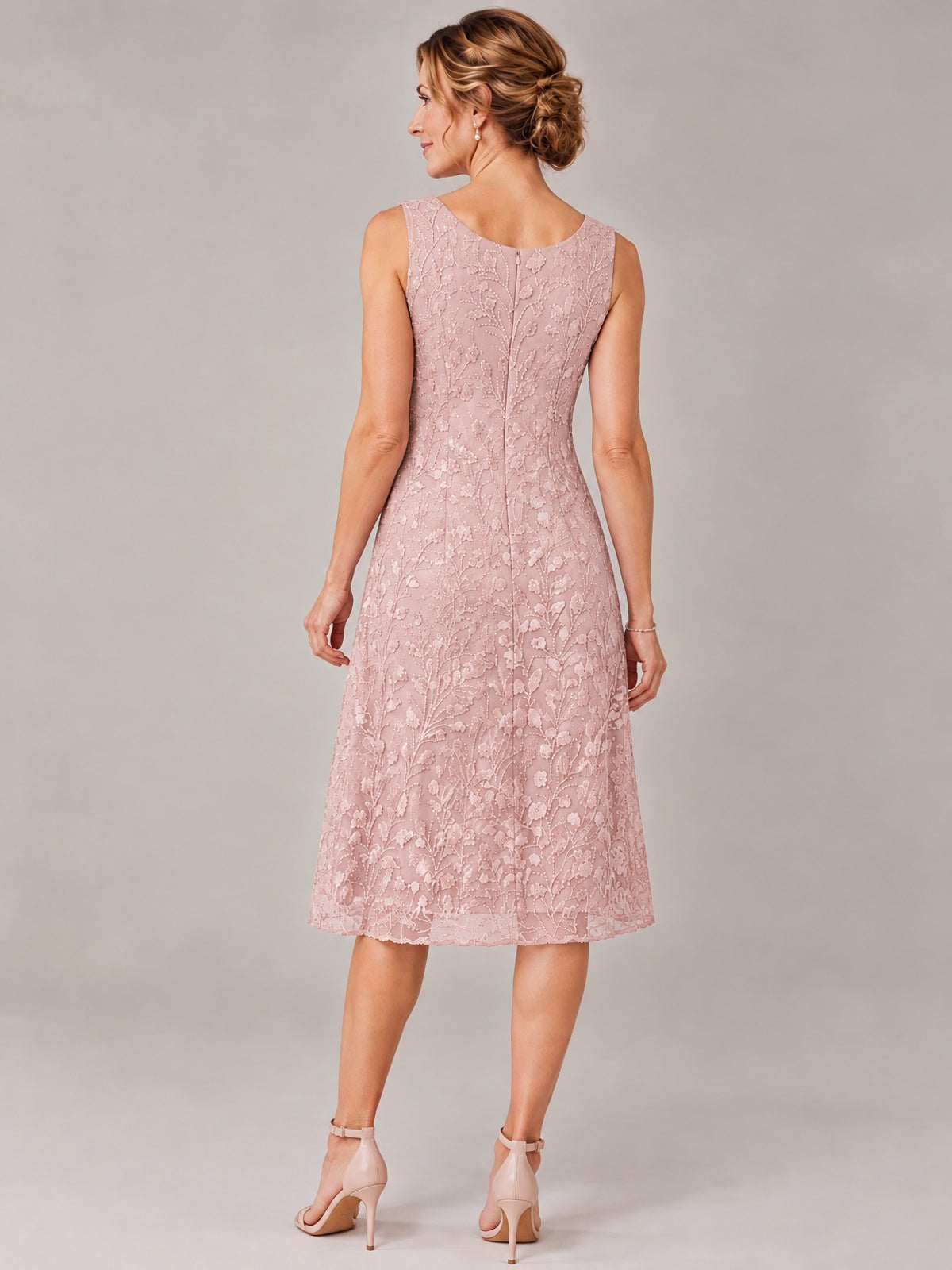 Tea Length Sequin Lace Mother of The Bride Dress with Chiffon Jacket