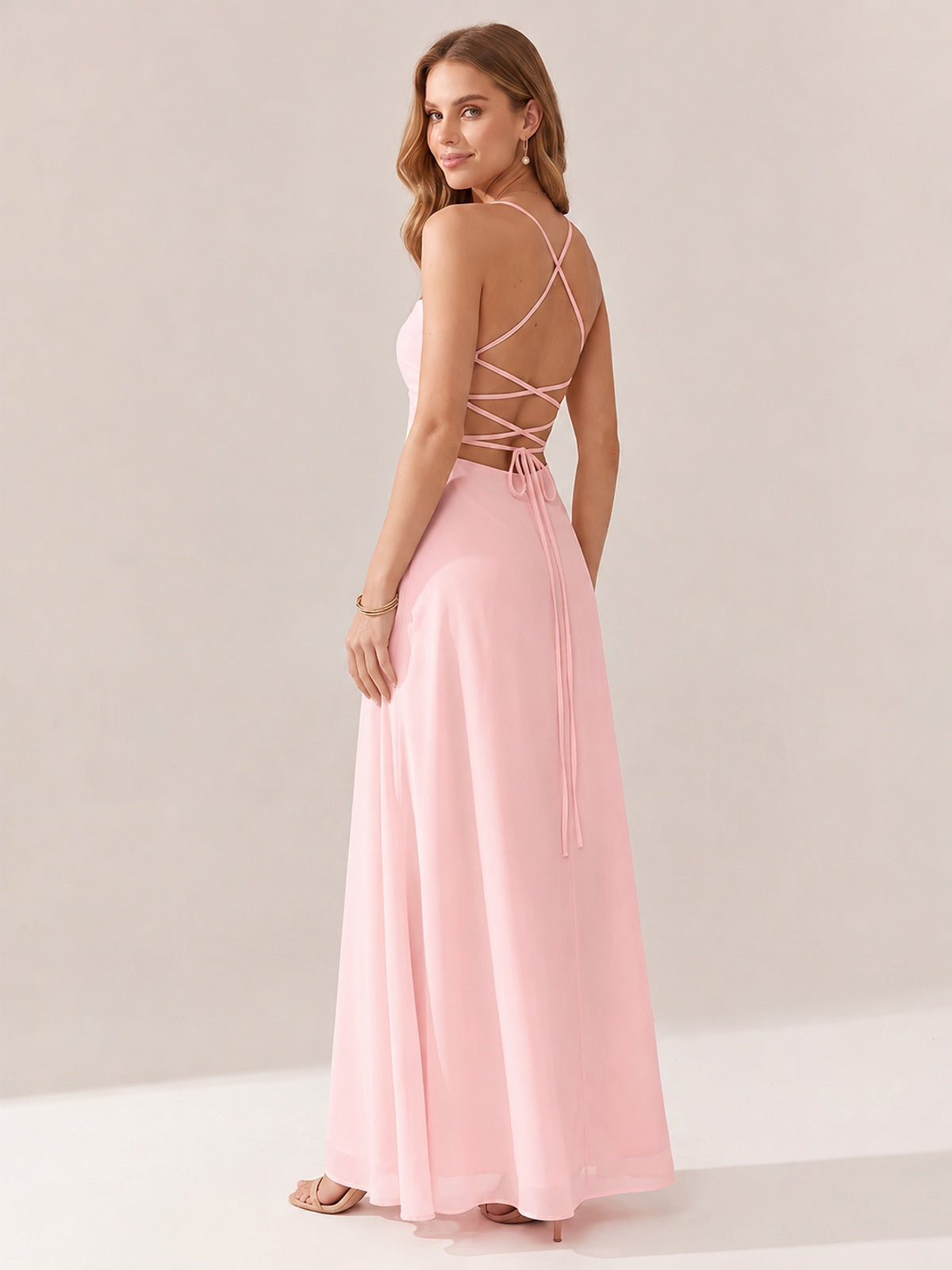 JOVELLEE Yellow Sweetheart Ruched Bust Chiffon Maxi Dress